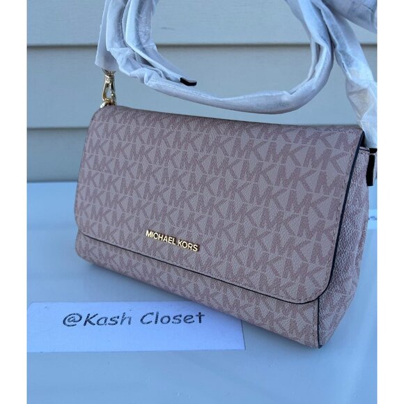 Michael Kors crossbody convertible clutch bag jet set medium purse MK pouchette - Picture 3 of 9